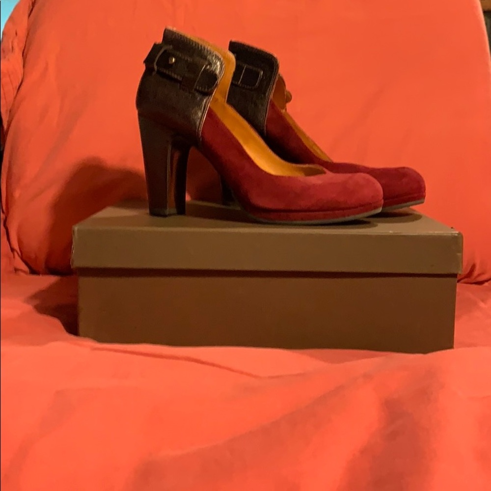 Chie Mihara burgundy suede pumps